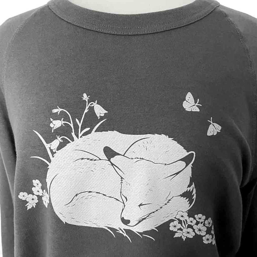 Sweatshirt - Fox Soft White on Gray Pullover by Uzura