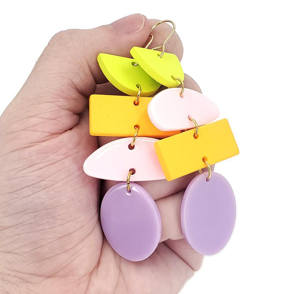 Earrings - Abstract Stack (Soft Pastels) by Chubby Bunny