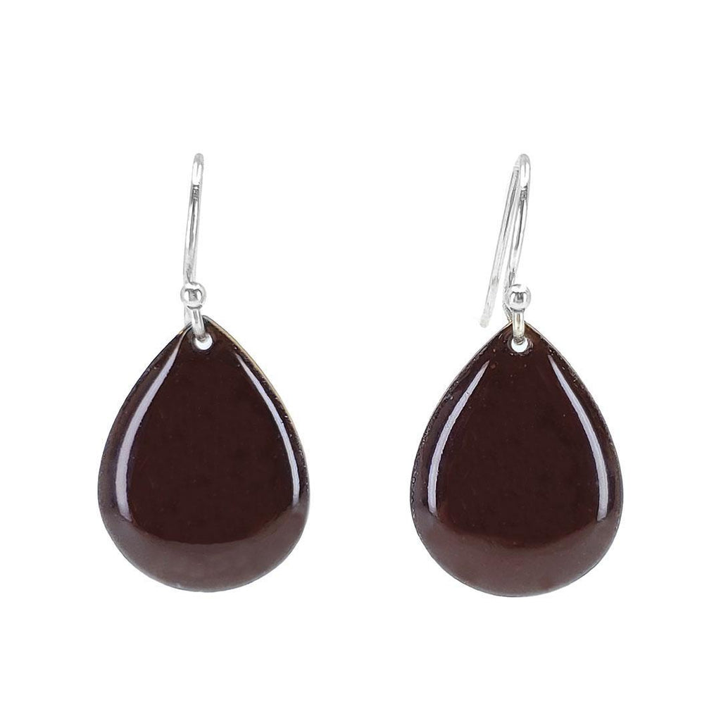 Earrings - Small Teardrop Solid (Espresso Brown) by Magpie Mouse Studios