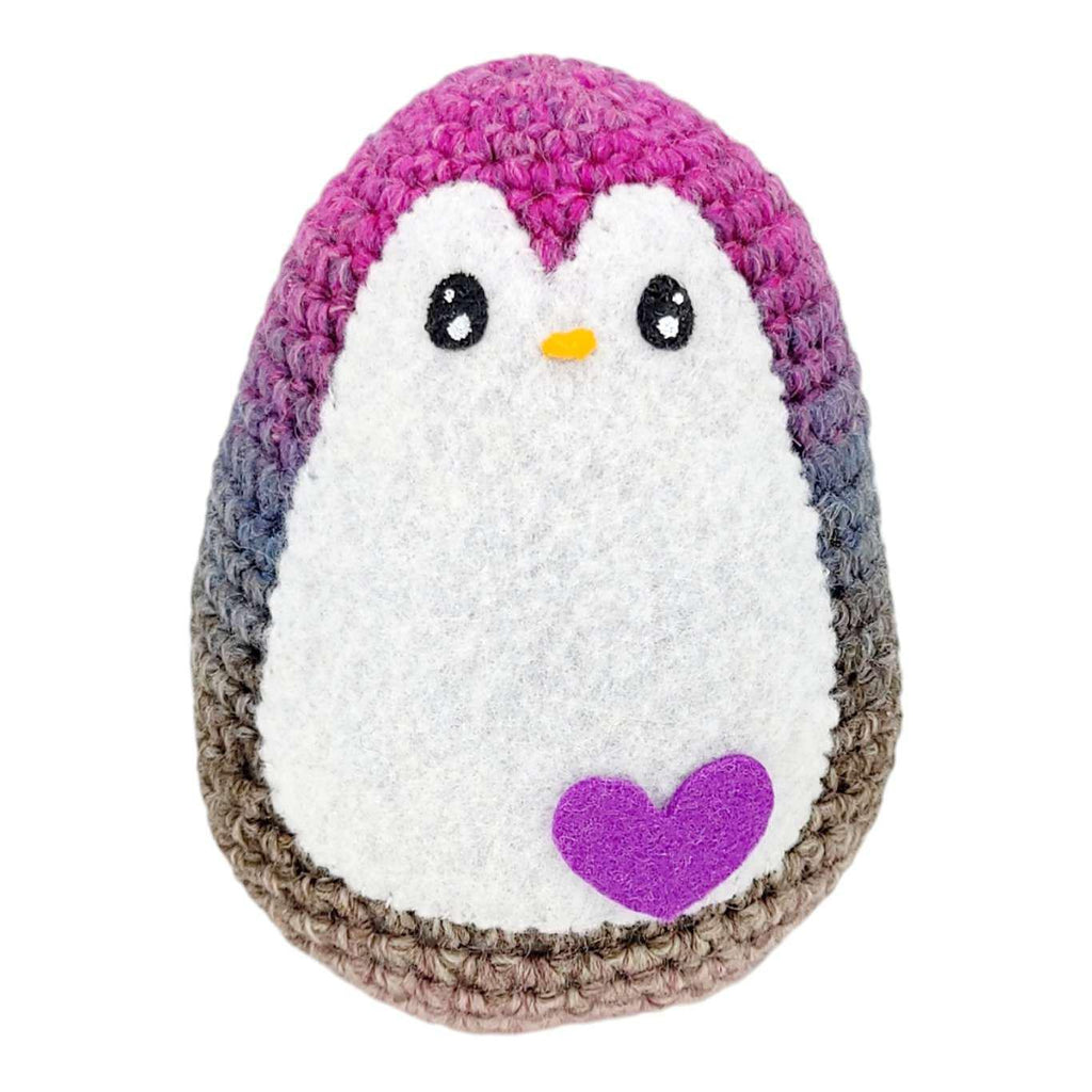 Plush Toy - Large Penguin (Magenta Gradient with Purple Heart) by Moyo Workshop