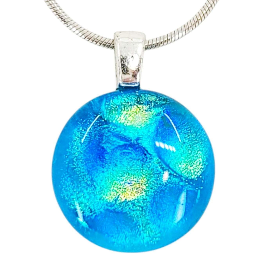 Necklace - Simple Glass Circle (Peacock) by Glass Elements