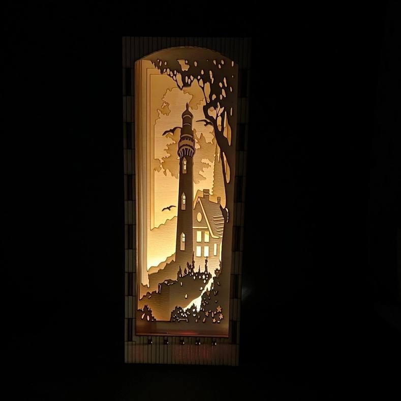 Lighted Shadowbox - Lighthouse by Squirrel Taco Papercuts