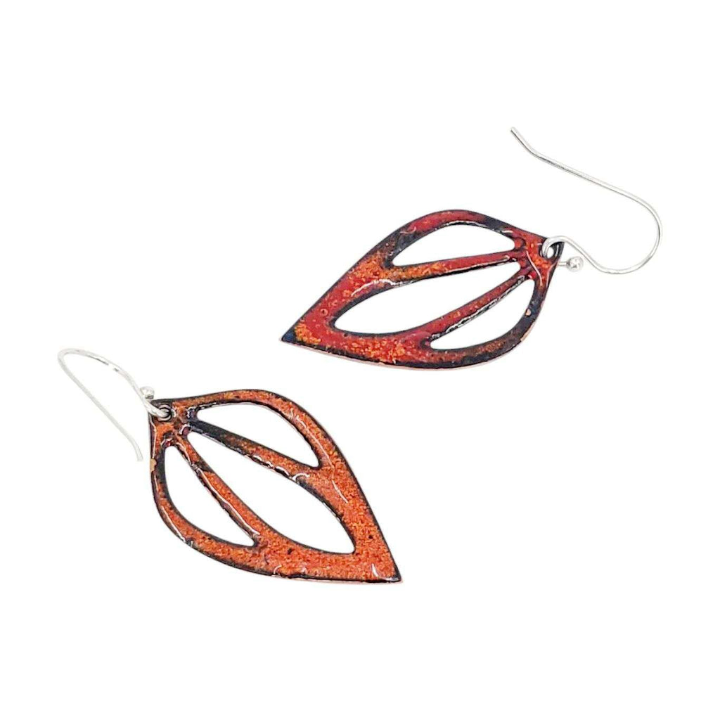 Earrings - Cut-outs Inverted Teardrop (Red) by Magpie Mouse Studios