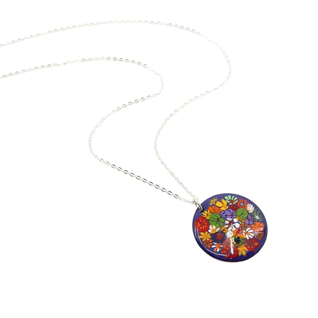 Necklace - Abstract Flowers on Purple by Magpie Mouse Studios