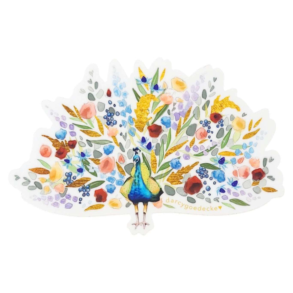 Sticker - 4 in - Floral Peacock Vinyl by Darcy Goedecke