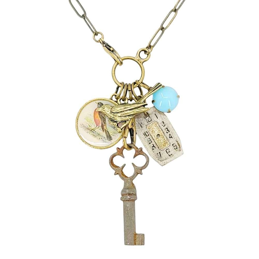 Necklace - ReCollect (Robin Calls) by Christine Stoll | Altered Relics