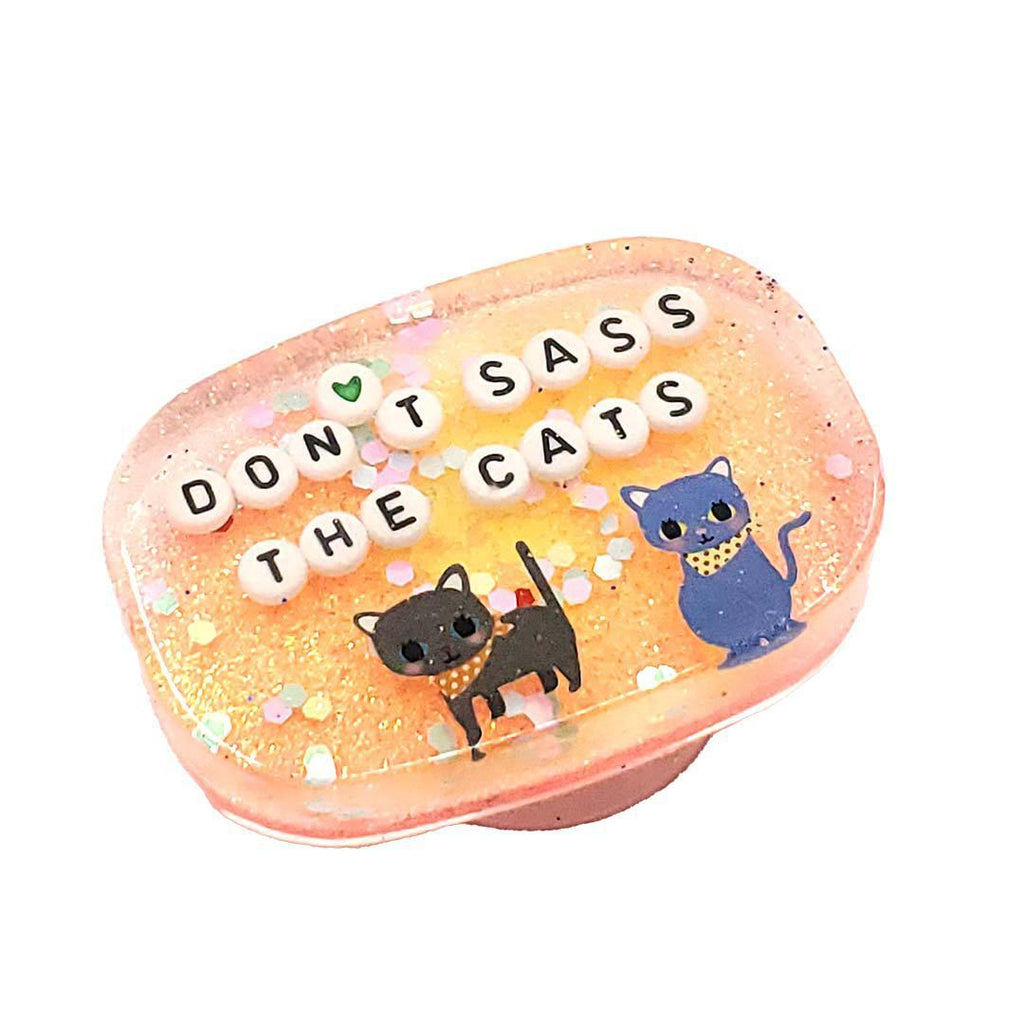 Shower Art - Small - Don't Sass the Cats - 2 Cats (Coral Yellow) by Ugly Baby