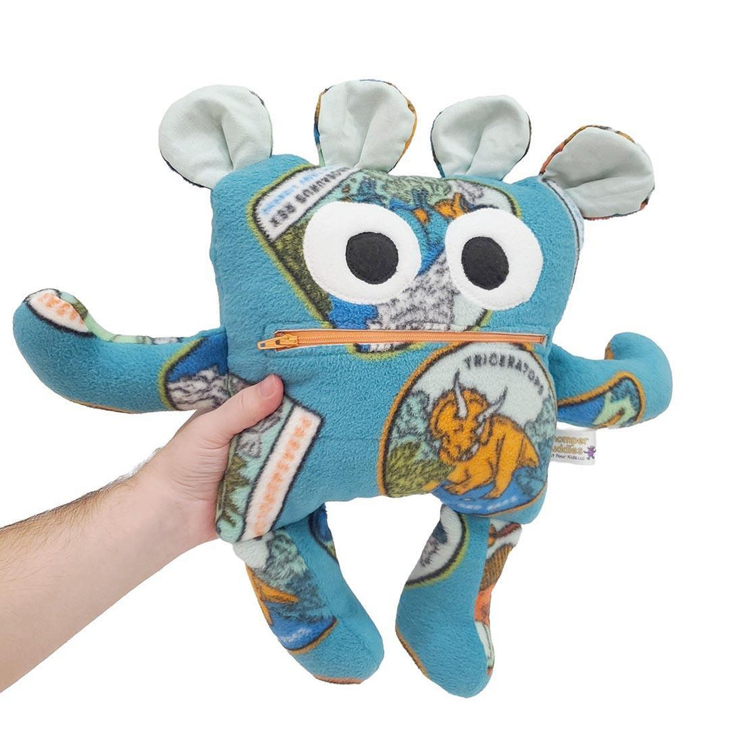 Plush - Large Chomper Buddy (Teal Dinosaurs Mint) by Peek A Boo Plush