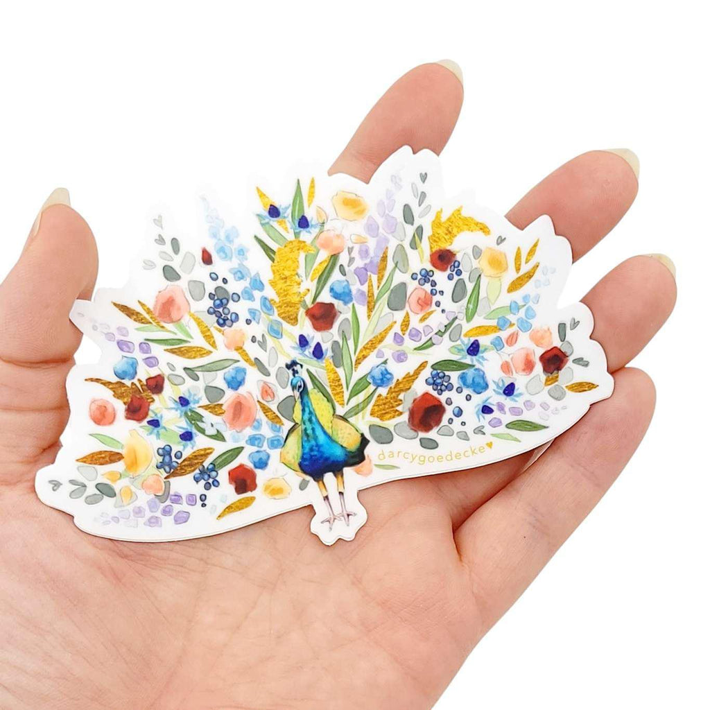 Sticker - 4 in - Floral Peacock Vinyl by Darcy Goedecke