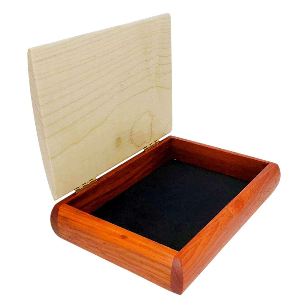 Jewelry Box - Small Tranquility Box (Curly Maple, Padauk) by Mikutowski Woodworking
