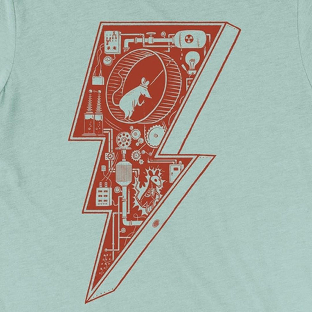 Adult Crew Neck - Power up Heather Dusty Blue Tee (XS - 2XL) by Factory 43