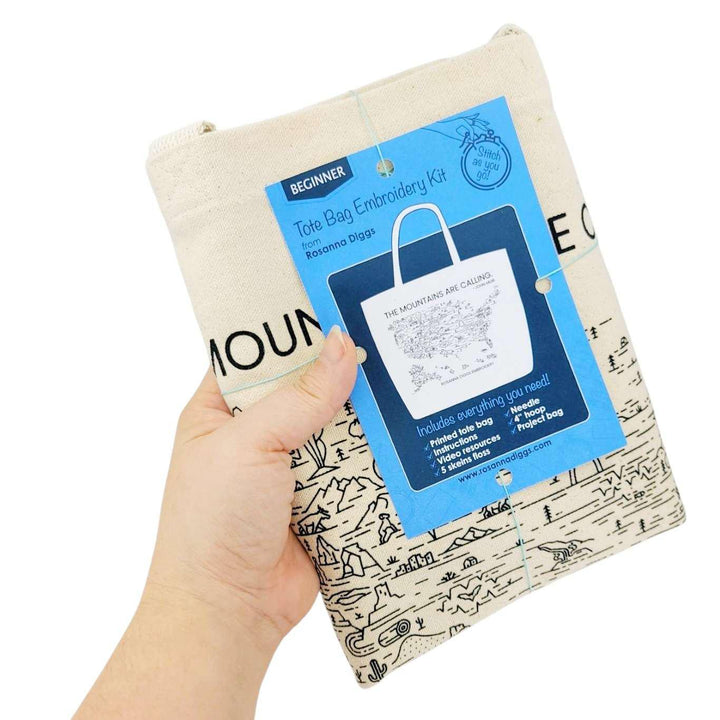 Embroidery Kit - The Mountains are Calling Tote Bag by By Hand Craft Co