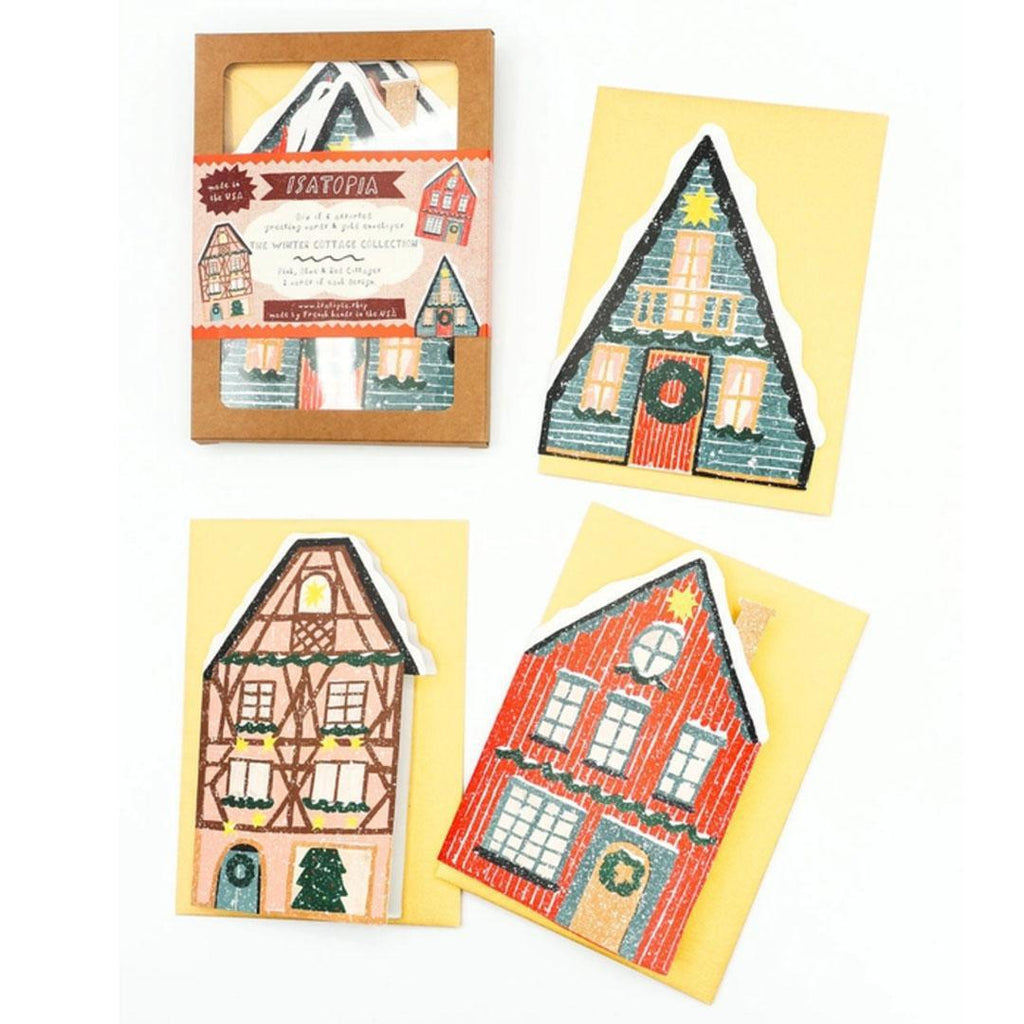 Holiday Cards - Set of 6 - Winter Cottage Collection by Isatopia