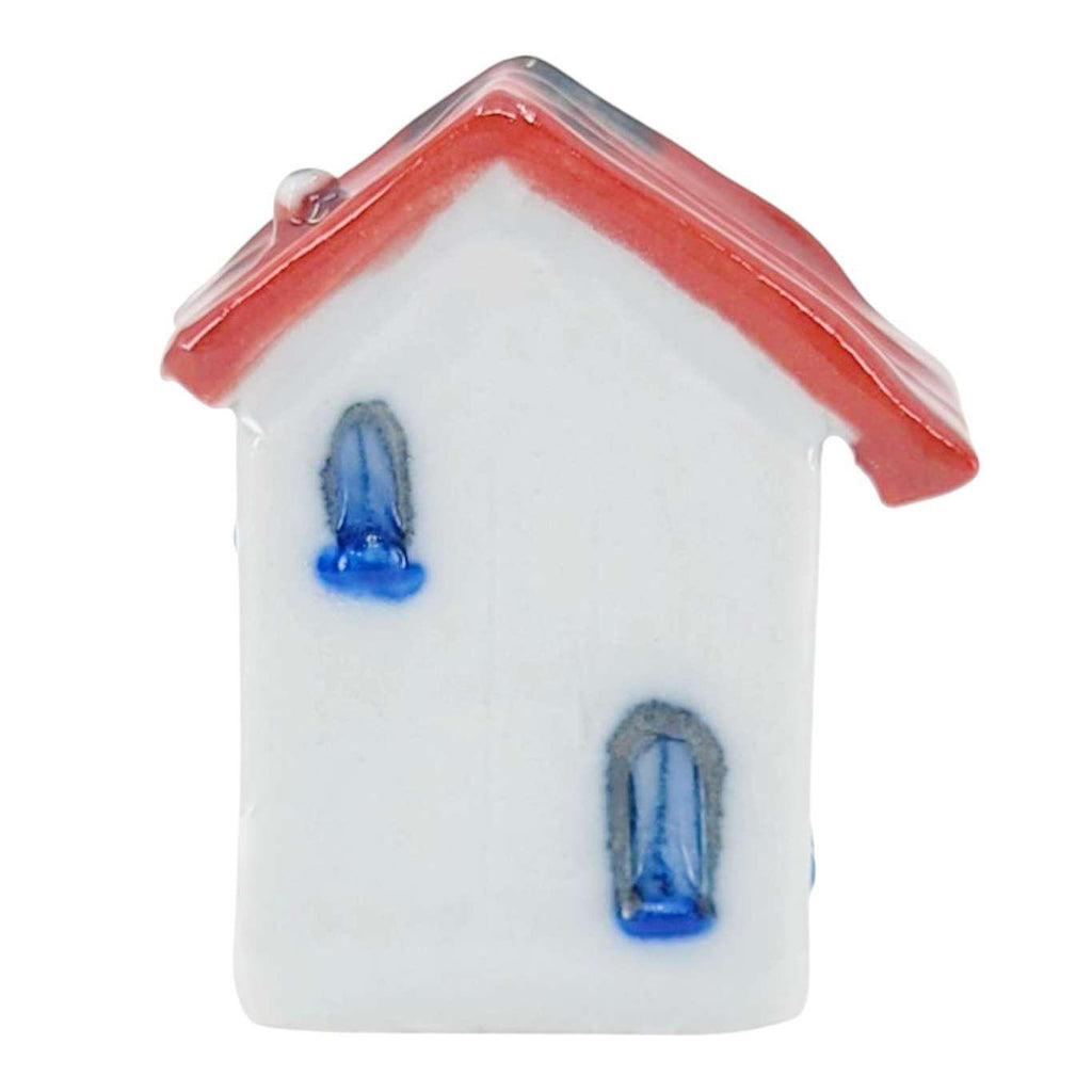 Collectible - Tiny House (White Walls, Red Roof, White Door) by Mist Ceramics