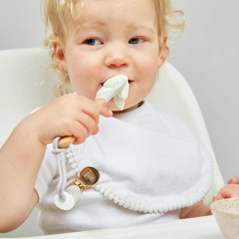 Feeding Set - Fork and Spoon with Clip (Moonlight Gray) by January Moon