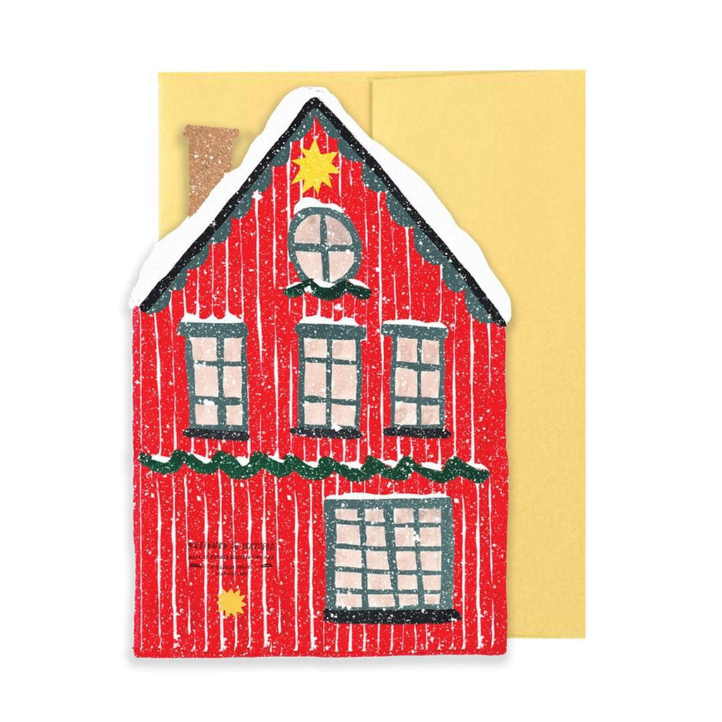 Holiday Card - Red Snowy Cottage by Isatopia