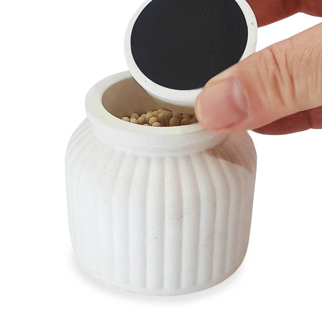 Match Holder - Ribbed Western Style with Lid (White) by Tenn Prairie