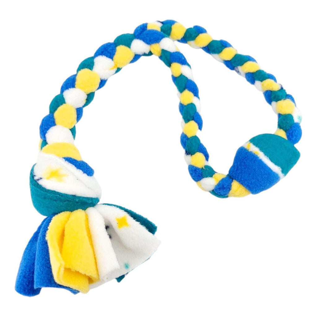 Pet Toy - Braided Loop Tug Toy (Blue Yellow Multi) by Superb Snuffles