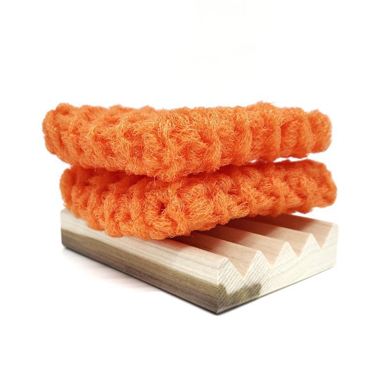 Scrubbies - Set of 2 with Wooden Dish (Orange) by Dot and Army