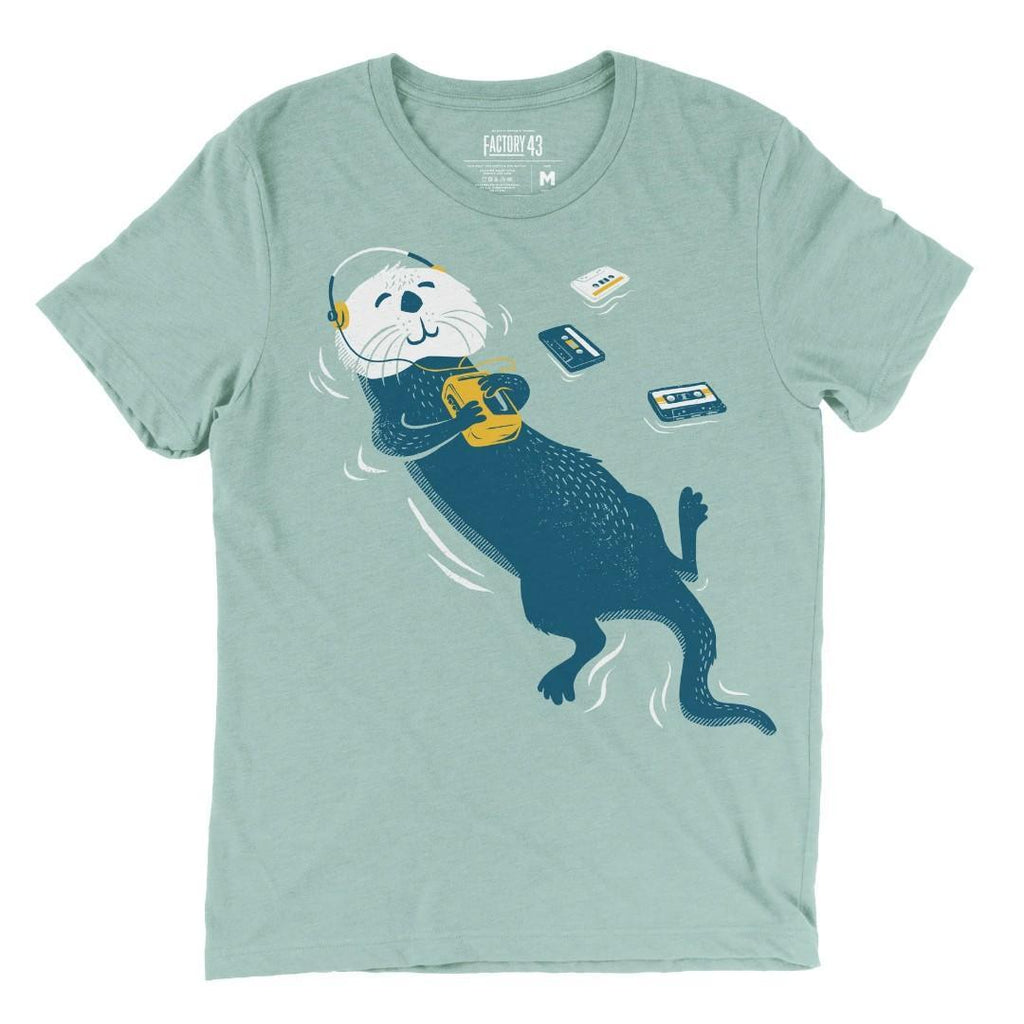 Adult Crew Neck - Otter Bliss Heather Dusty Blue Tee (L-XL) by Factory 43