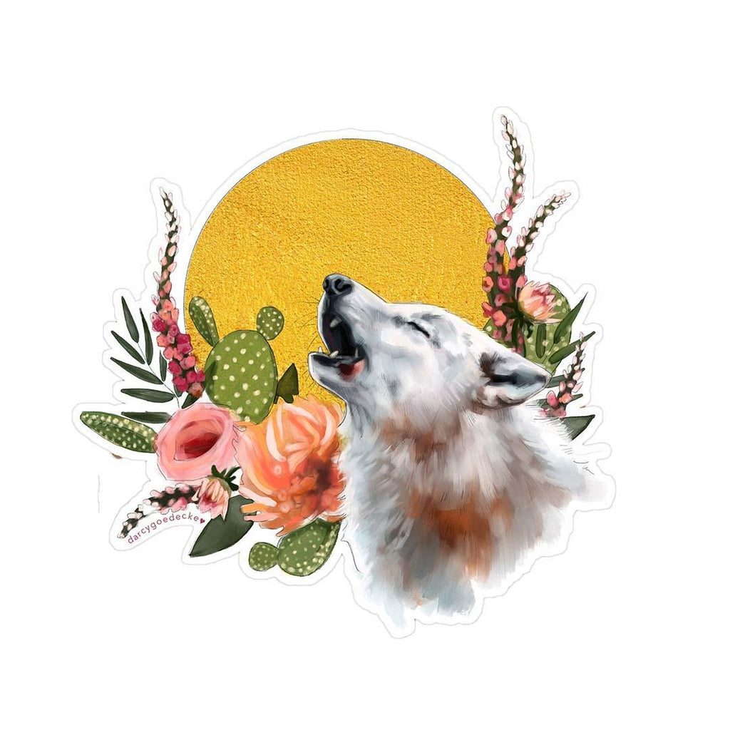 Sticker - 4 in - Howling Wolf Vinyl by Darcy Goedecke