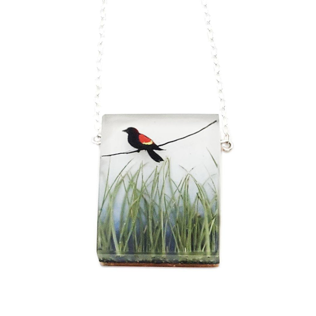 Necklace - Red Winged Blackbird Painted by Fernworks