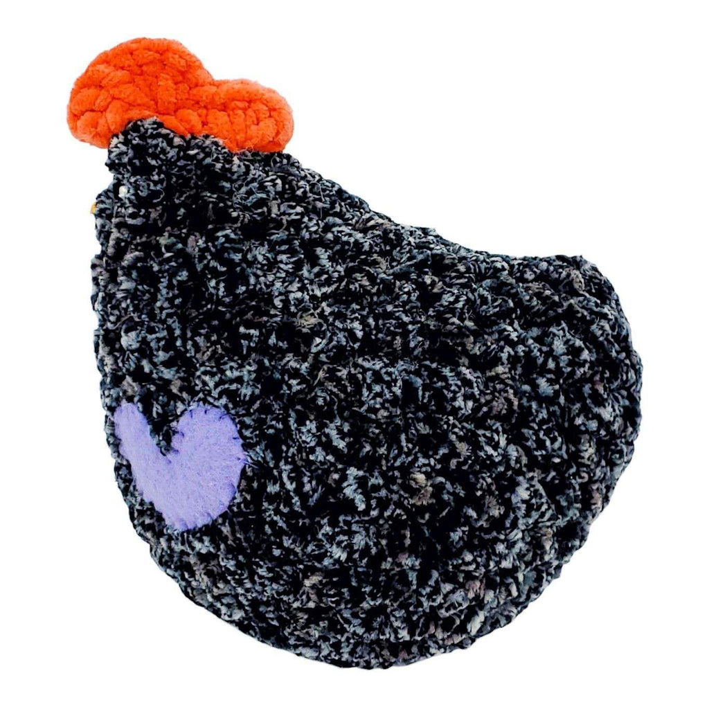 Plush Toy - Medium Speckled Black Chicken (Purple Heart) by Moyo Workshop