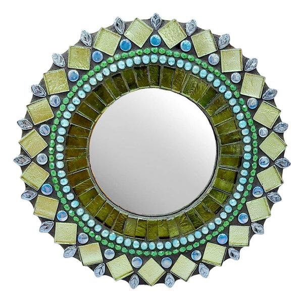 Mosaic Mirror - 7in Round (Kauai) by Zetamari Mosaic Artworks
