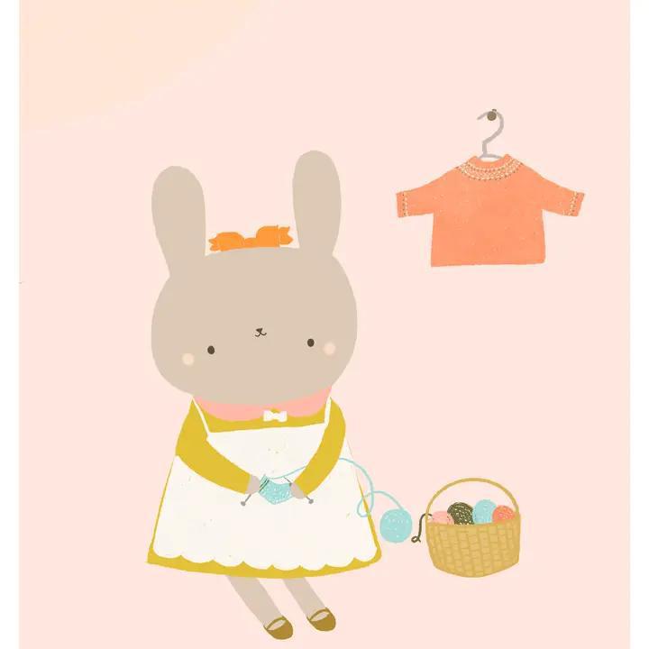 Art Print - 8x10 - Knitting Bunny by Chet and Dot