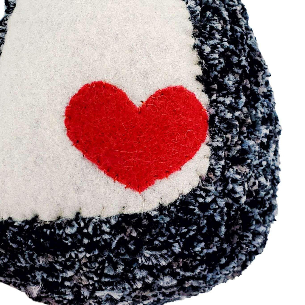 Plush Toy - Large Penguin (Speckled Black and White with Red Heart) by Moyo Workshop
