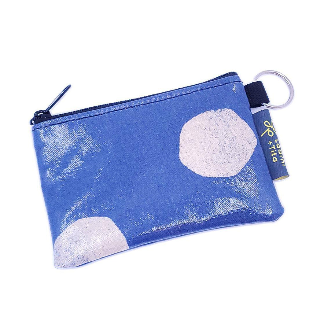 Coin Purse - Standard - Dots (Blue Linen) by Laarni and Tita