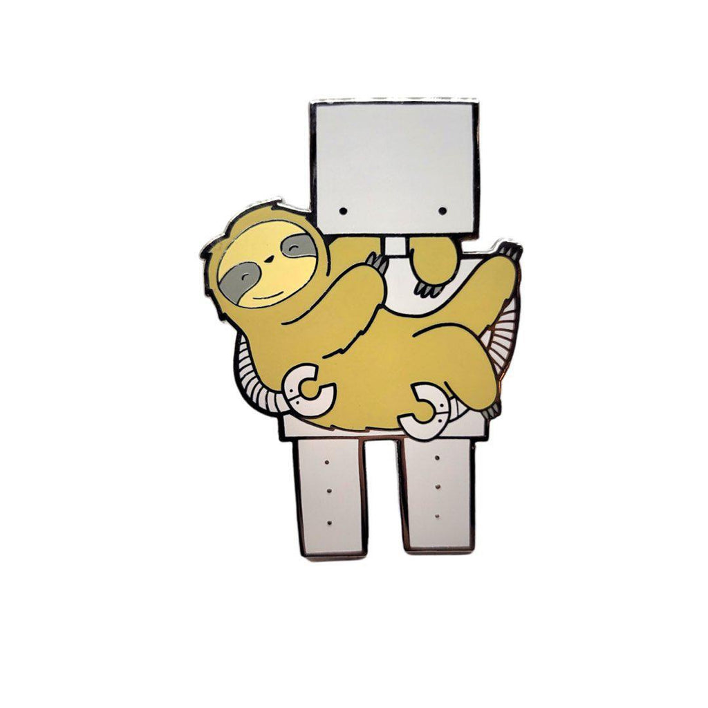Enamel Pin - Robot Holding Sloth by LaRu
