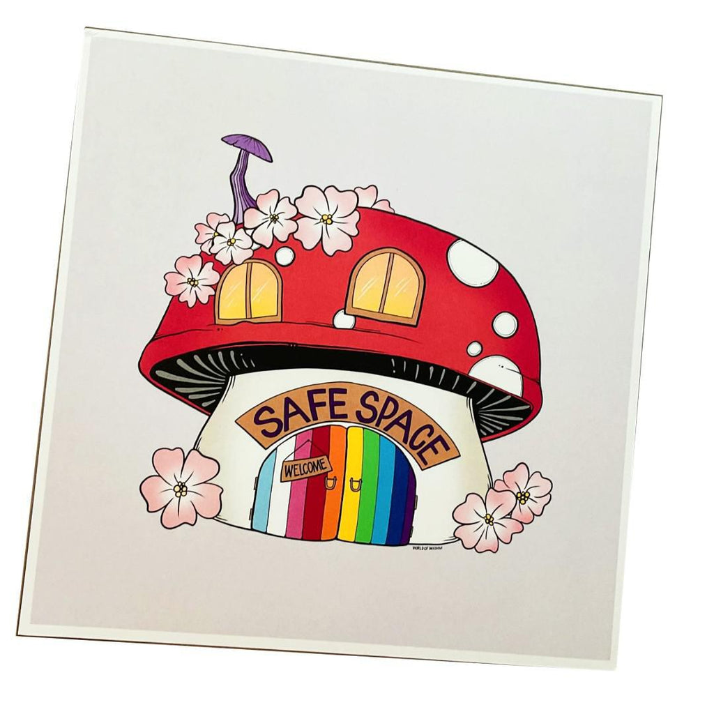 Art Print - 8x8in - Safe Space Mushroom Cottage by World of Whimm