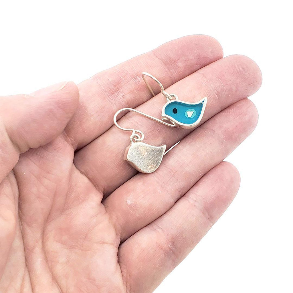 Earrings - Single Birds (Turquoise) by Happy Art Studio