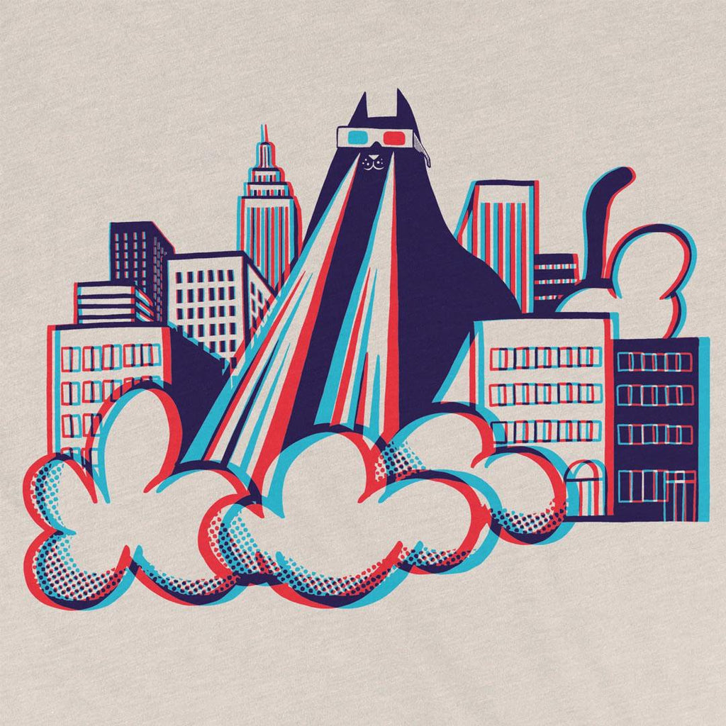 Adult Crew Neck - 3D Laser Cat Heather Dust Tee (S - 2XL) by Factory 43