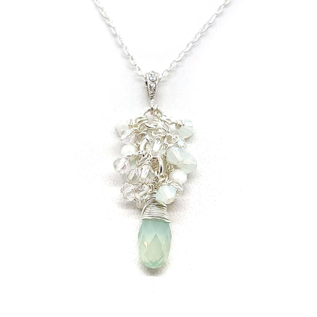 Necklace - Chrysolite Opal Crystal Teardrop Cluster by Sugar Sidewalk