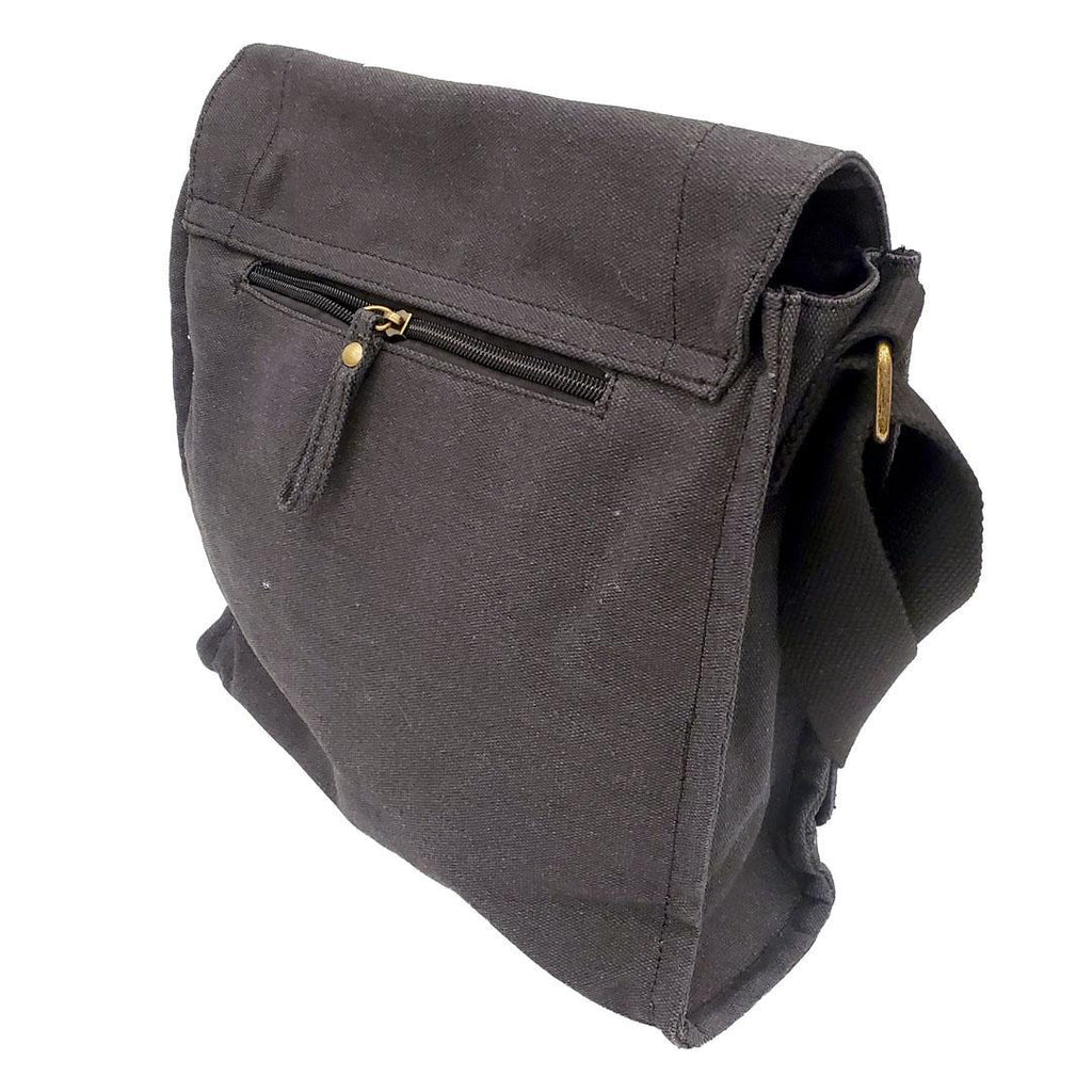 Messenger Bag - Lucky Cat White Ink on Black Canvas Bag by Namu