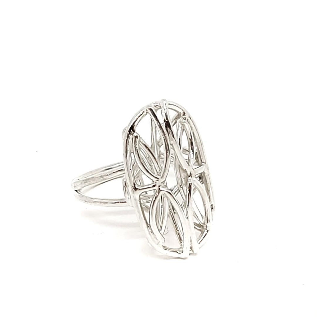 Ring - Size 6.5 - Oval Openwork Argentium Silver by Jen Surine
