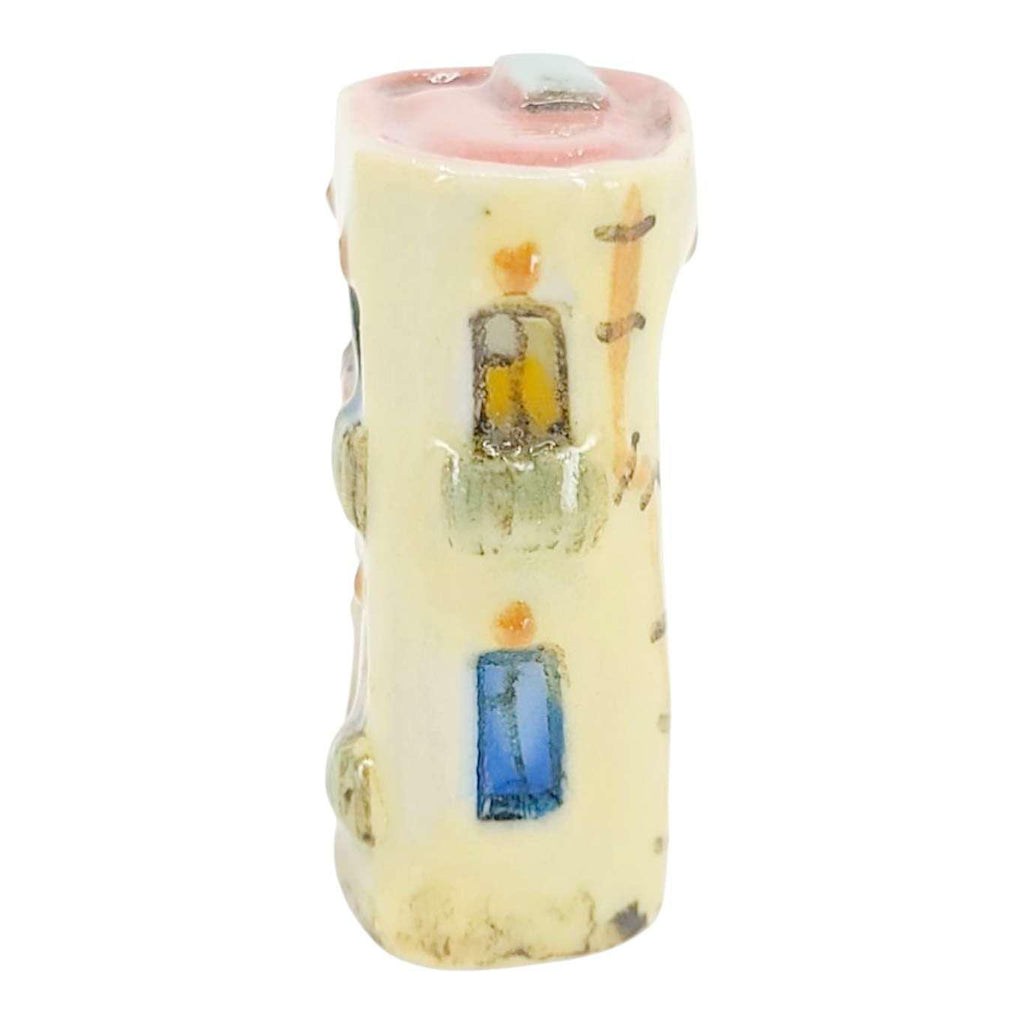 Collectible - Tiny House - Pet Shop (Cream Walls, Pink Roof, Pink Door) by Mist Ceramics