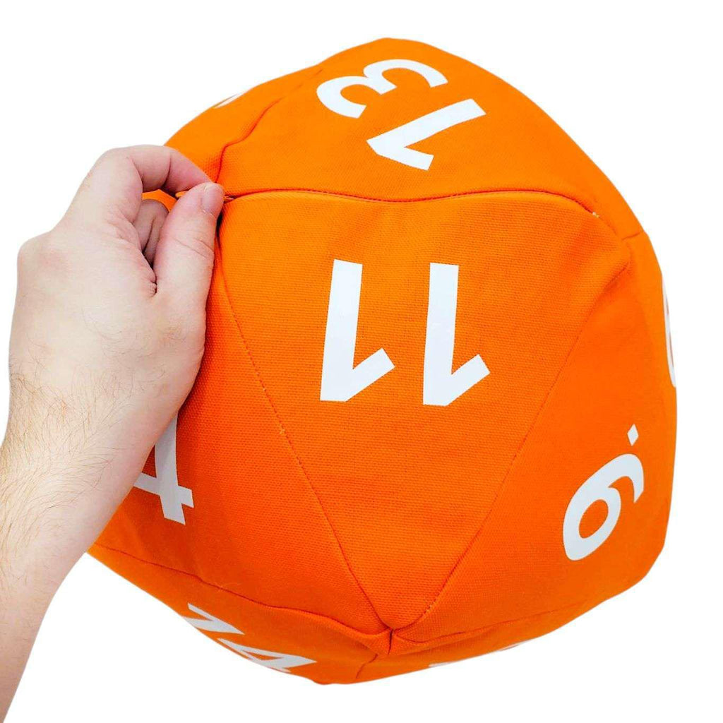 Pillow - Large D20 in Orange with White Numbers by Saving Throw Pillows