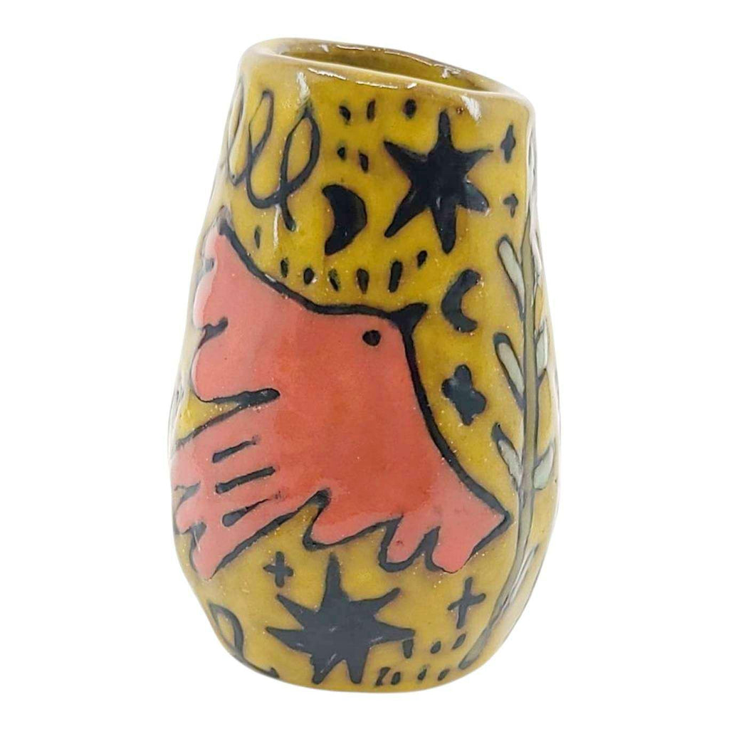 Mini Vase - Flying Birds (Yellows) by Leslie Jenner