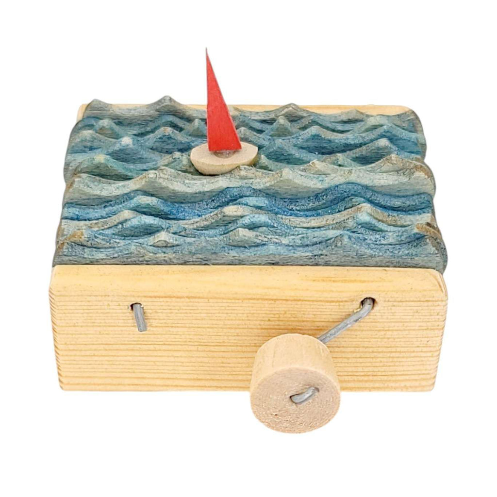 Kinetic Sculpture - Hand Cranked Wooden Sailboat by Cartoon Monster