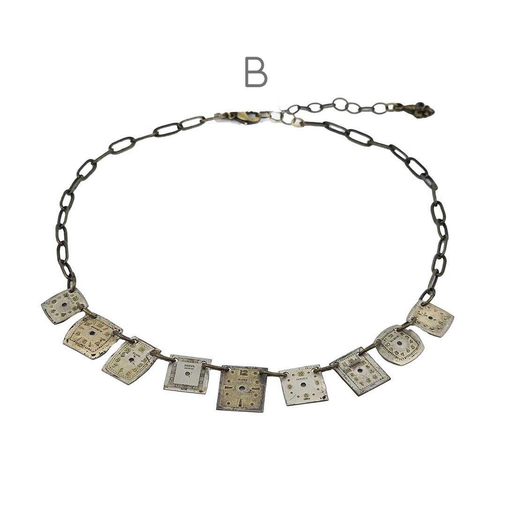 Necklace - Single Strand Watch Dials - Antiqued Brass (A or B) by Christine Stoll | Altered Relics