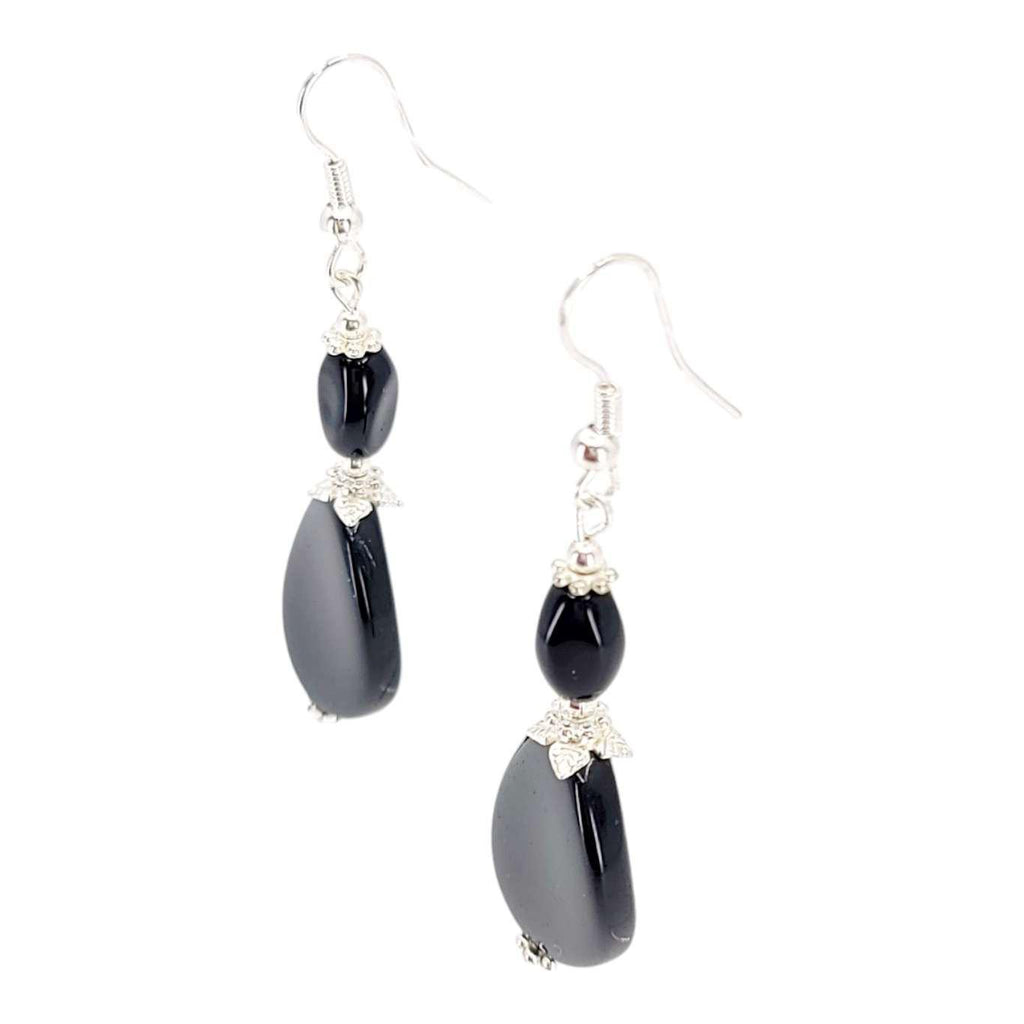 Earrings - Onyx Oval Drops by Tiny Aloha