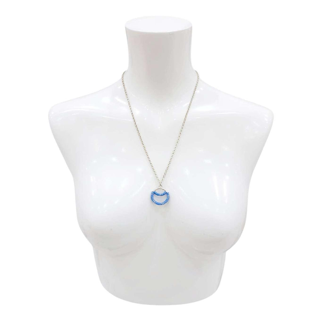 Necklace - Sunrise Circle (Variegated Blue Telecom Wire) by XV Studios