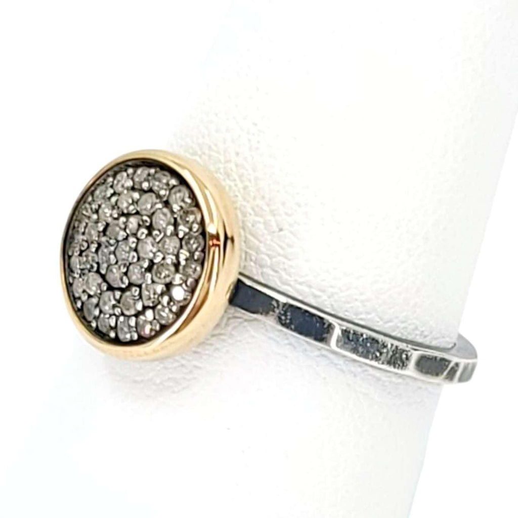 Ring - Size 5, 8 - 10mm Pave Diamond Hammered Band (14k Gold, Sterling Silver, Diamond) by 314 Studio
