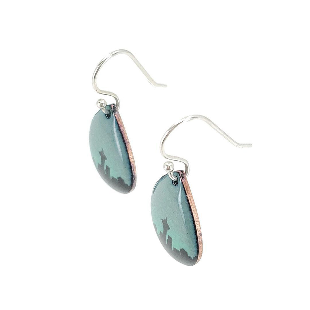 Earrings - Seattle Skyline Small Teardrop (Gray Aqua Ombre) by Magpie Mouse