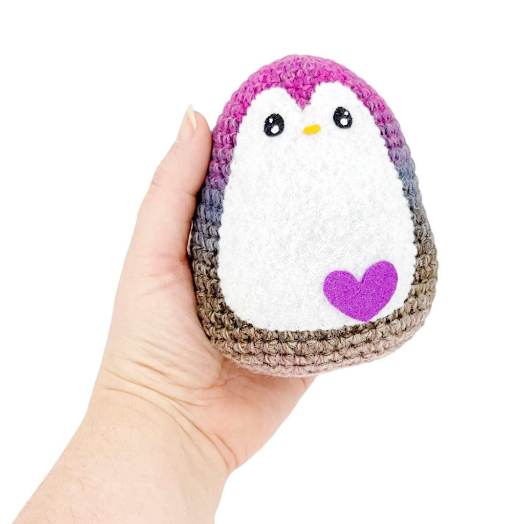 Plush Toy - Large Penguin (Magenta Gradient with Purple Heart) by Moyo Workshop