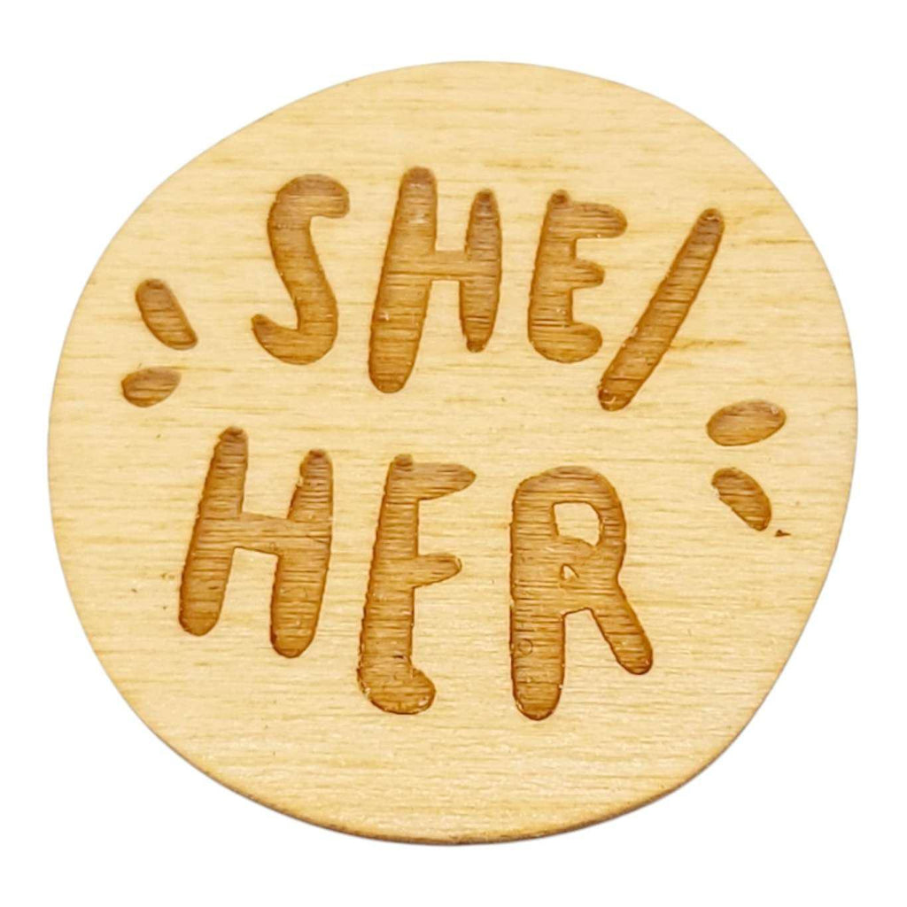 Pronoun Pins - She/Her (Assorted Colors) by SnowMade