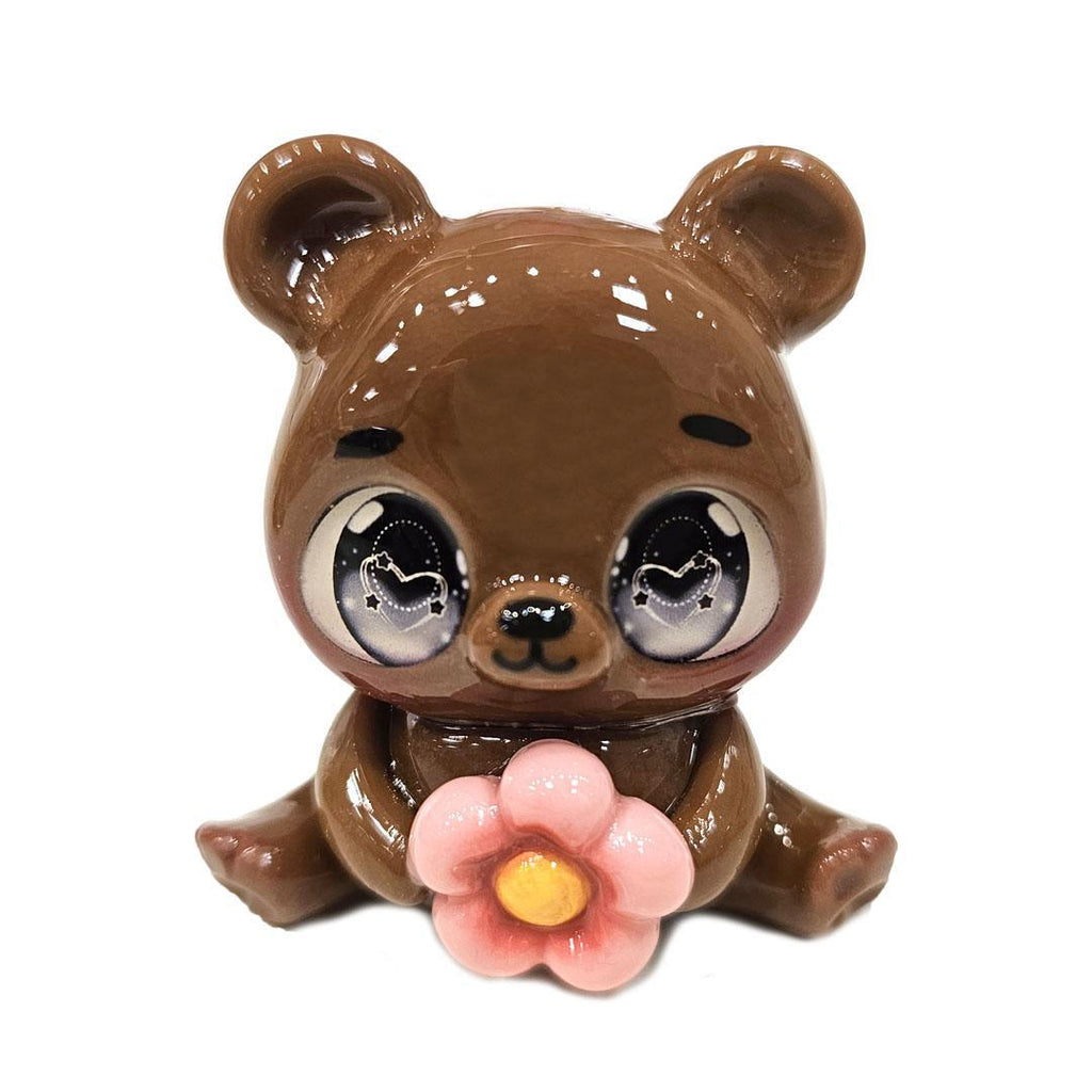 Figurine  - Brown Bear with Pink Flower by Aii Crafts